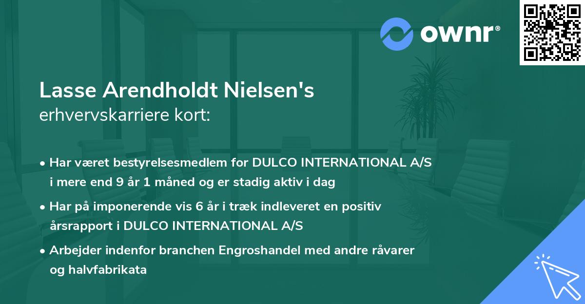 Lasse Arendholdt Nielsen's erhvervskarriere kort