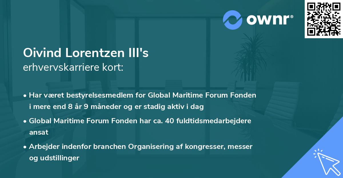 Oivind Lorentzen III's erhvervskarriere kort