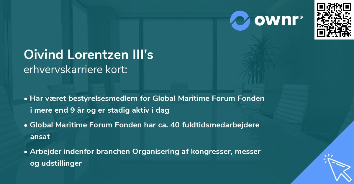 Oivind Lorentzen III's erhvervskarriere kort
