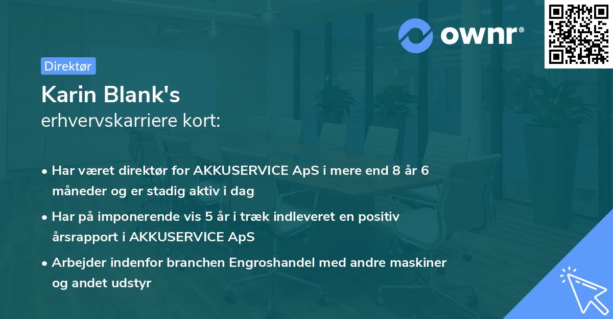 Karin Blank's erhvervskarriere kort
