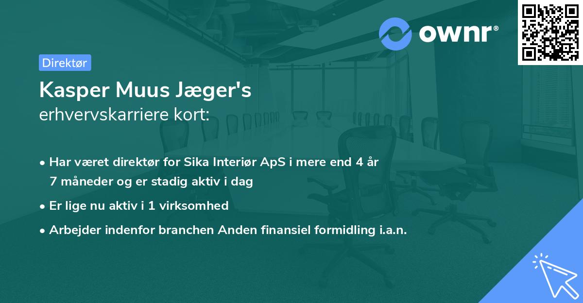 Kasper Muus Jæger's erhvervskarriere kort
