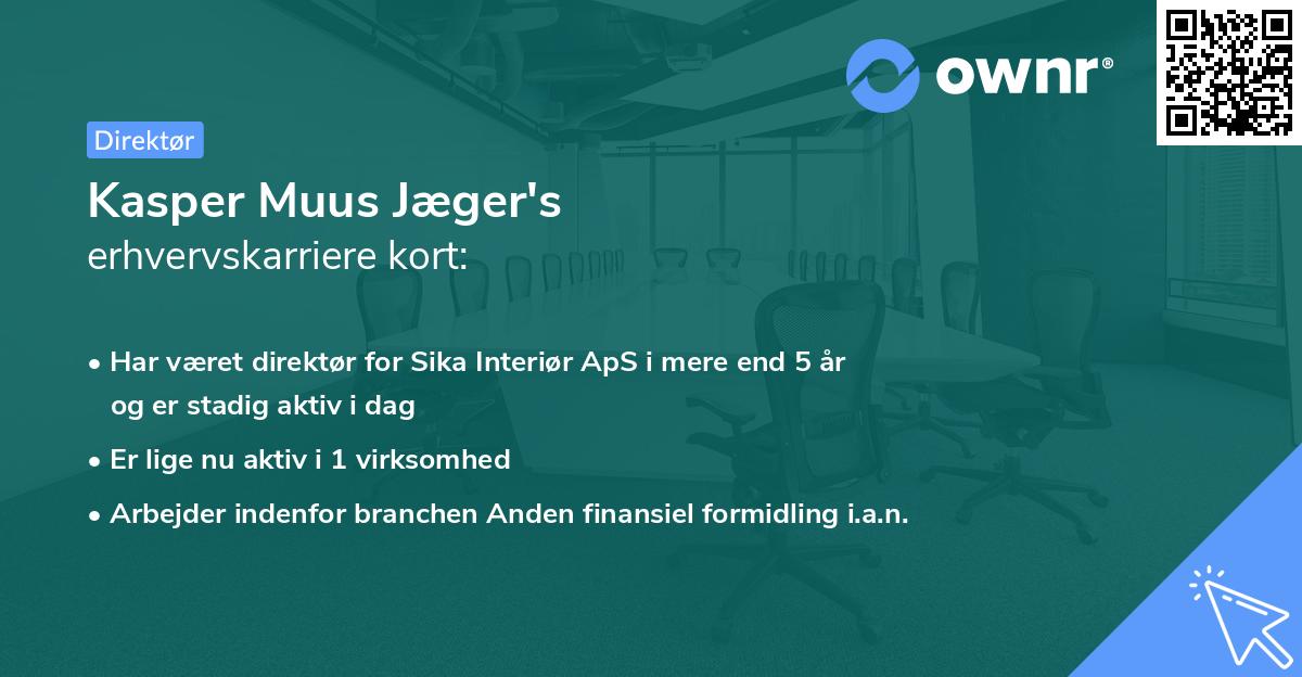 Kasper Muus Jæger's erhvervskarriere kort