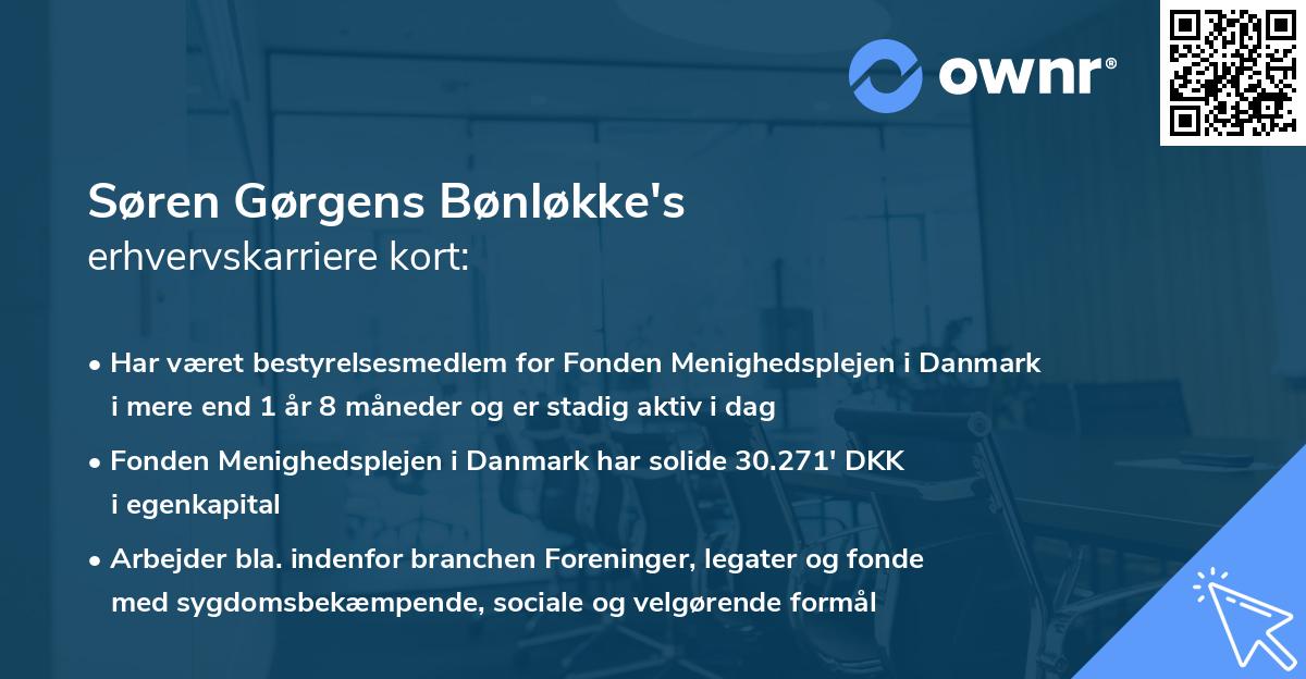 Søren Gørgens Bønløkke's erhvervskarriere kort