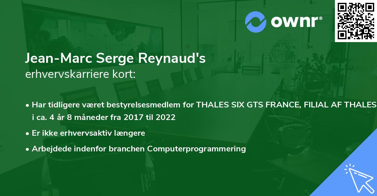 Jean-Marc Serge Reynaud's erhvervskarriere kort