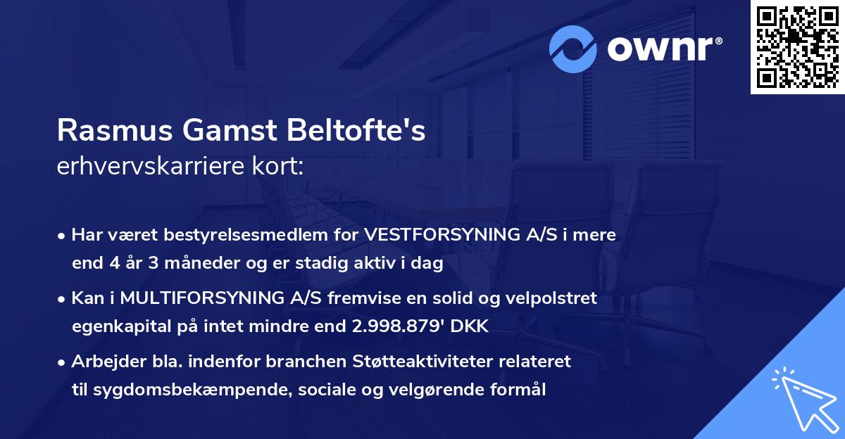 Rasmus Gamst Beltofte's erhvervskarriere kort