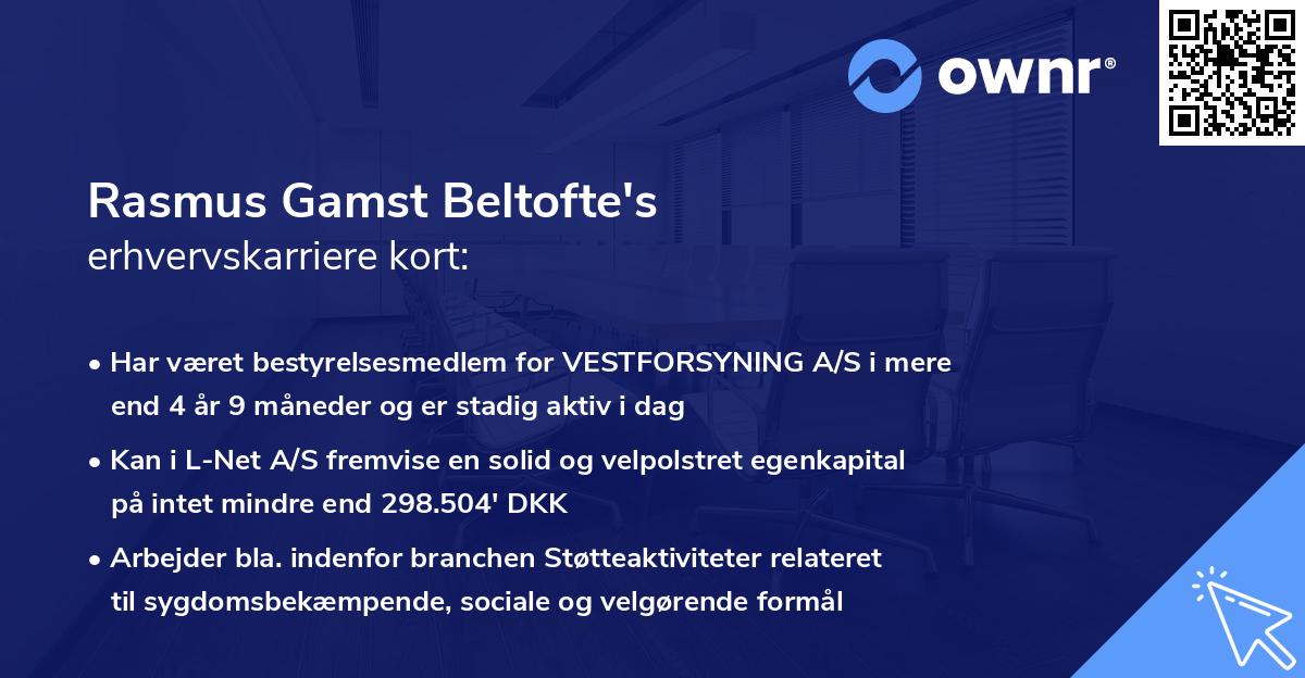 Rasmus Gamst Beltofte's erhvervskarriere kort