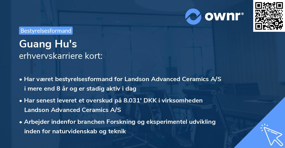 Guang Hu's erhvervskarriere kort