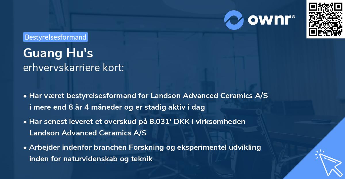 Guang Hu's erhvervskarriere kort