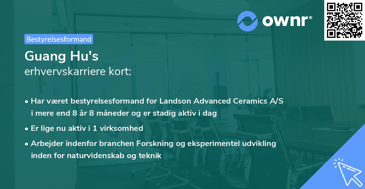 Guang Hu's erhvervskarriere kort