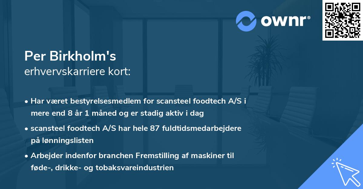 Per Birkholm's erhvervskarriere kort