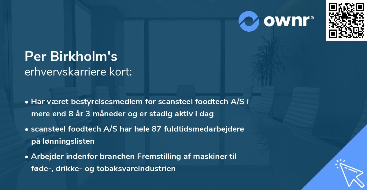 Per Birkholm's erhvervskarriere kort