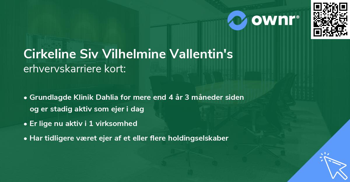 Cirkeline Siv Vilhelmine Vallentin's erhvervskarriere kort