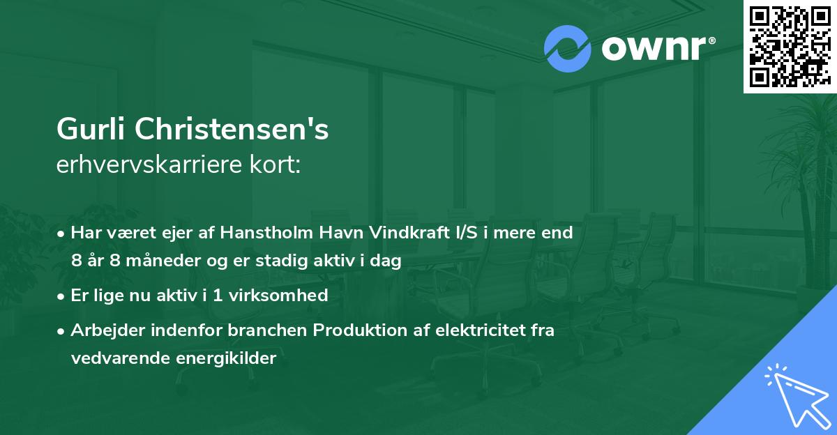 Gurli Christensen's erhvervskarriere kort