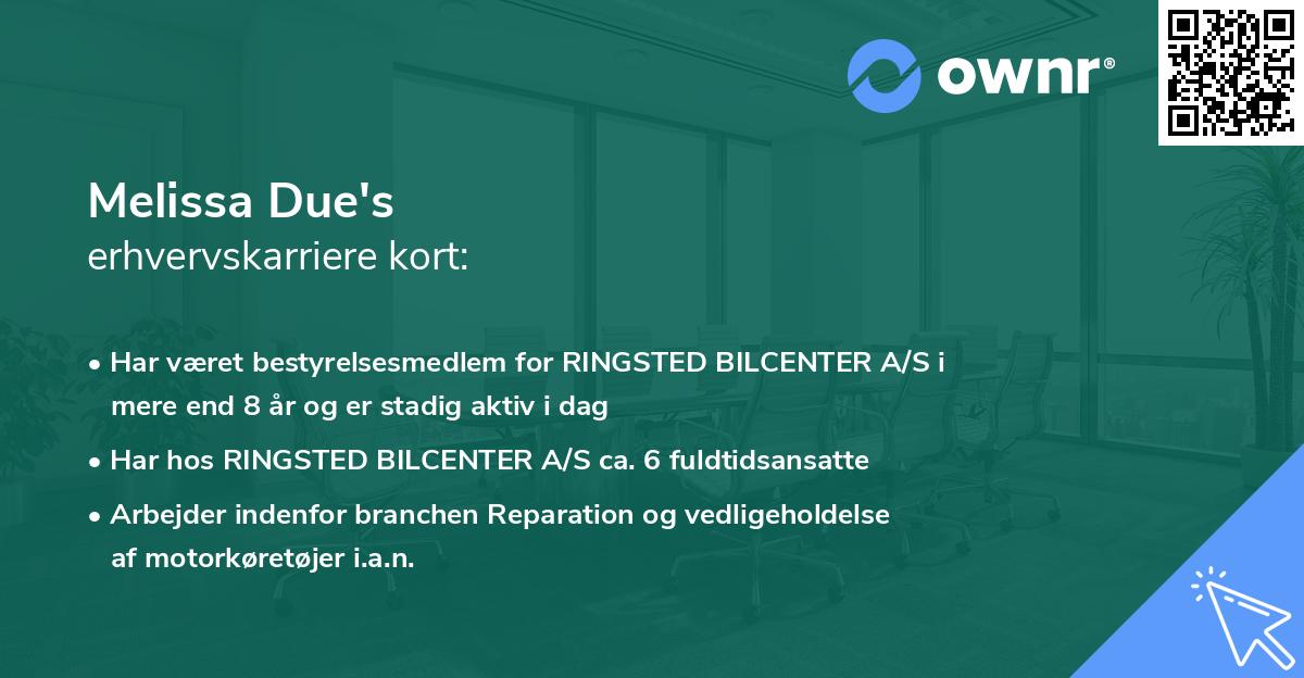 Melissa Due's erhvervskarriere kort