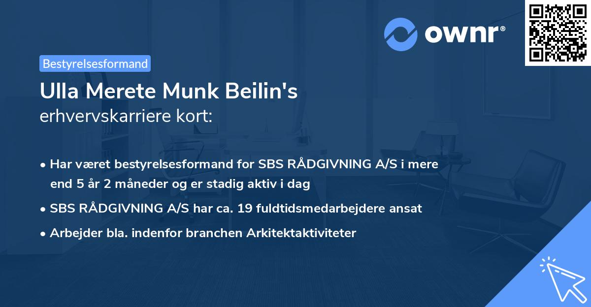 Ulla Merete Munk Beilin's erhvervskarriere kort