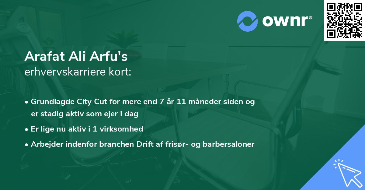Arafat Ali Arfu's erhvervskarriere kort