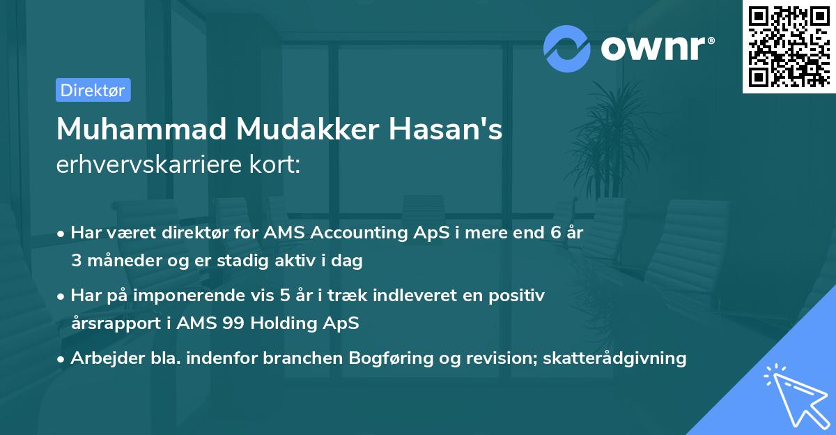 Muhammad Mudakker Hasan's erhvervskarriere kort