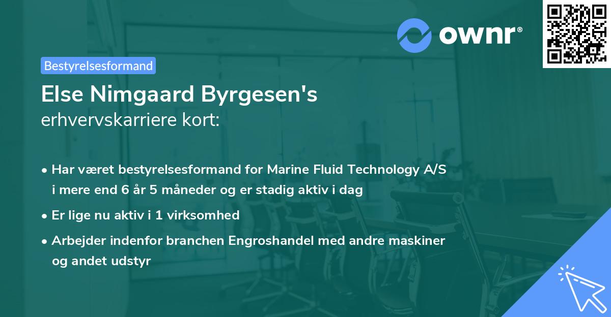 Else Nimgaard Byrgesen's erhvervskarriere kort