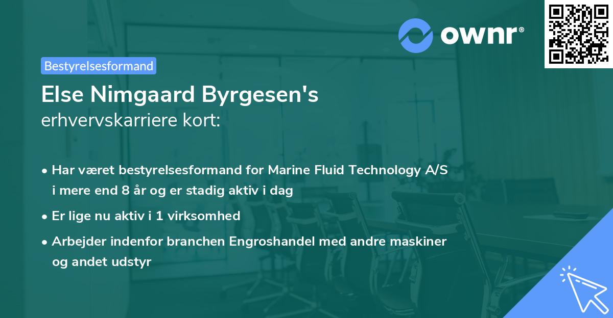 Else Nimgaard Byrgesen's erhvervskarriere kort