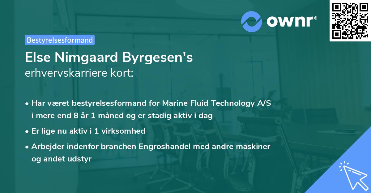 Else Nimgaard Byrgesen's erhvervskarriere kort