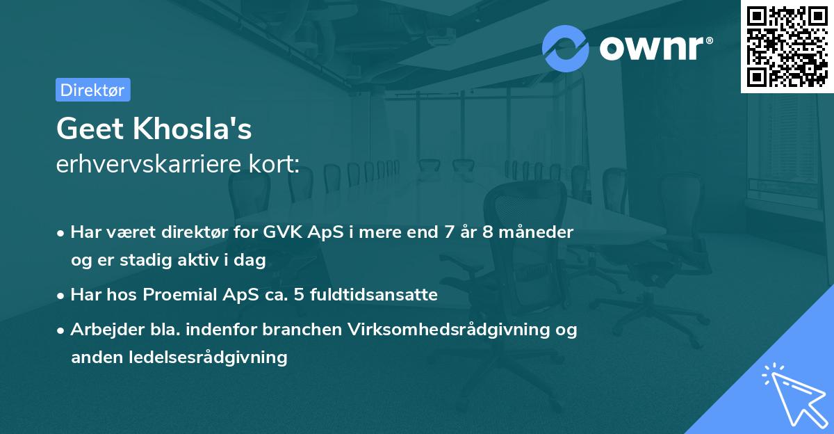 Geet Khosla's erhvervskarriere kort