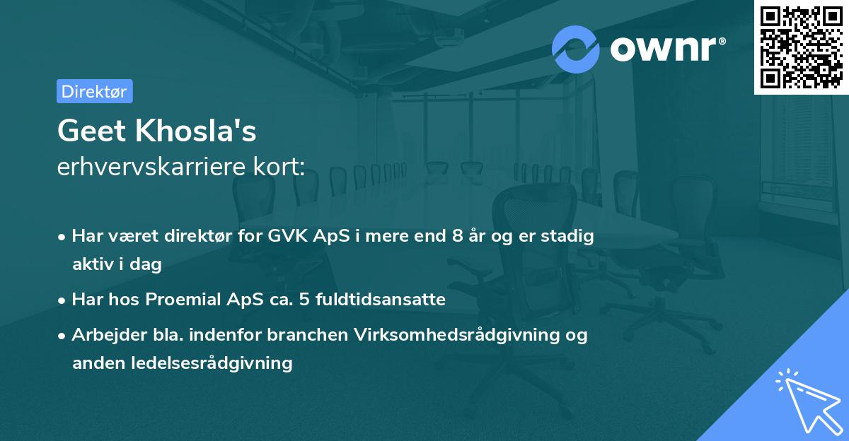 Geet Khosla's erhvervskarriere kort