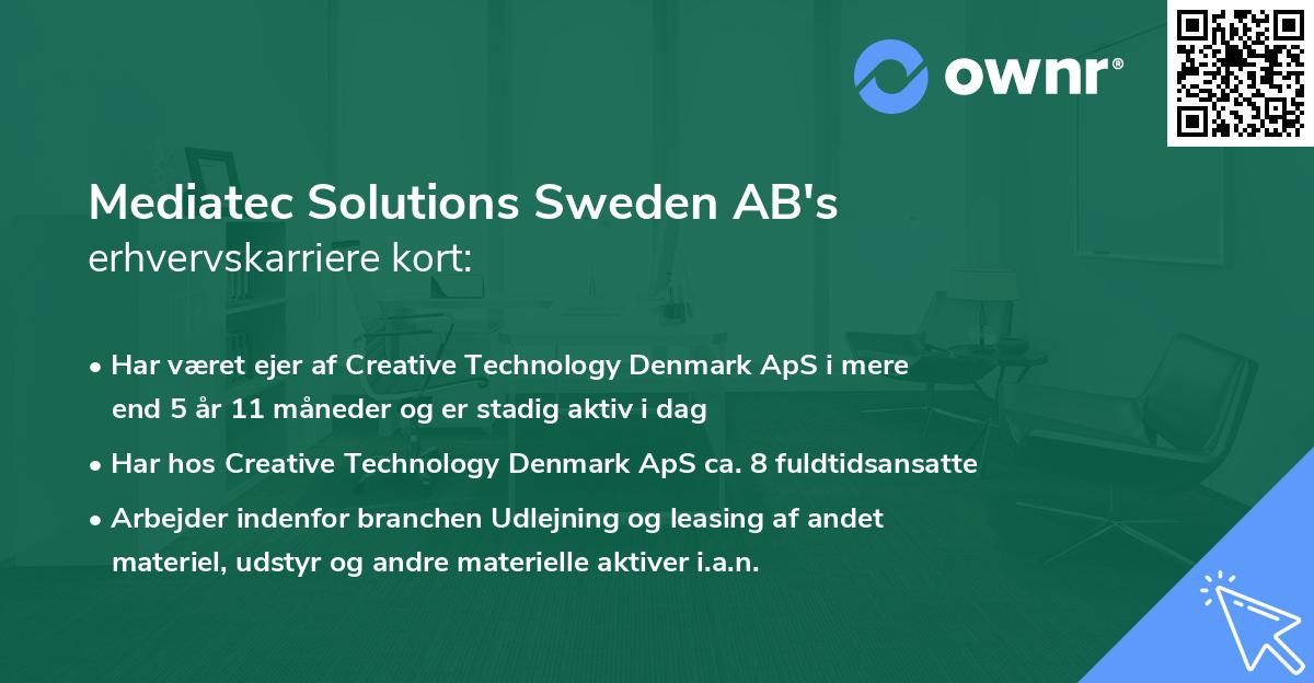 Mediatec Solutions Sweden AB's erhvervskarriere kort