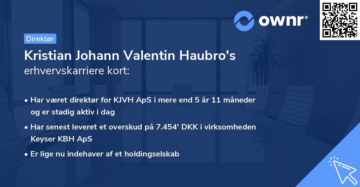 Kristian Johann Valentin Haubro's erhvervskarriere kort