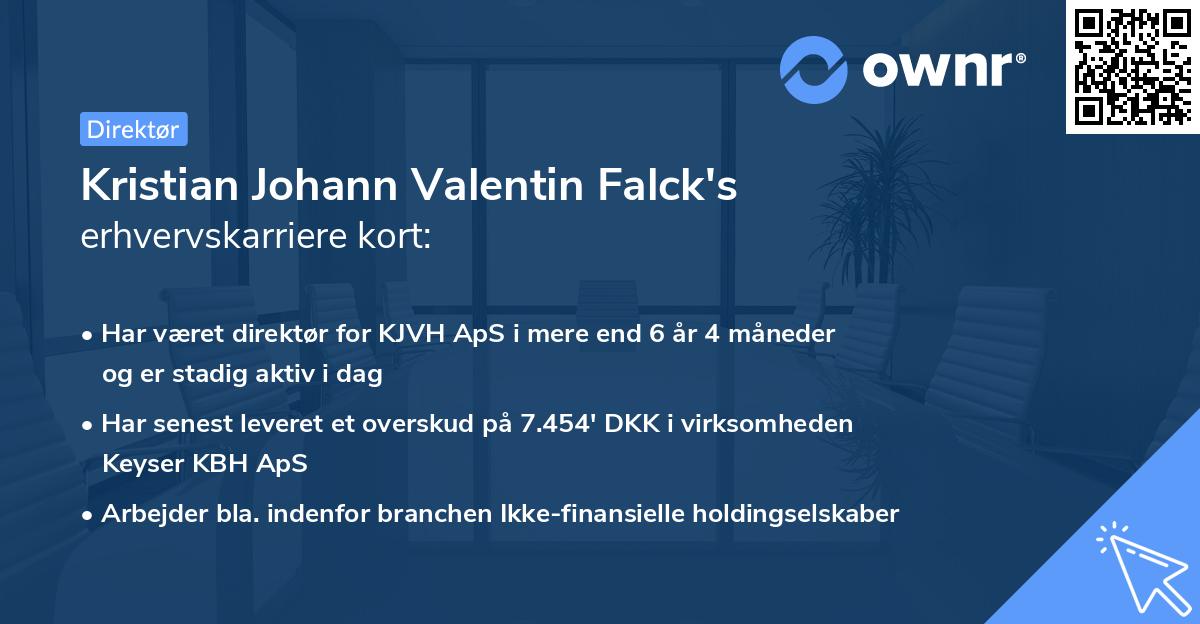 Kristian Johann Valentin Falck's erhvervskarriere kort