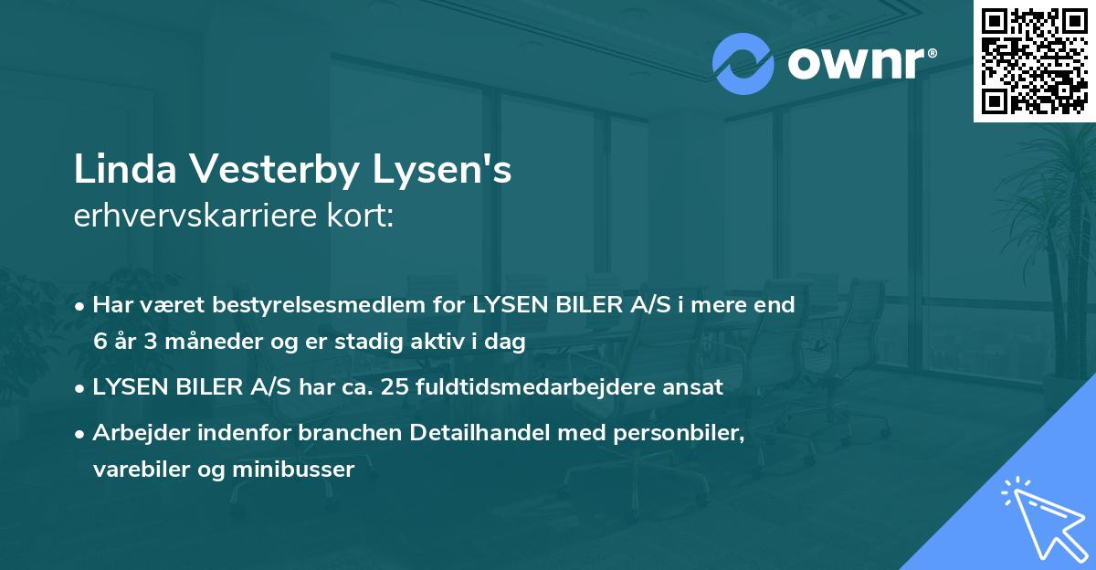 Linda Vesterby Lysen's erhvervskarriere kort