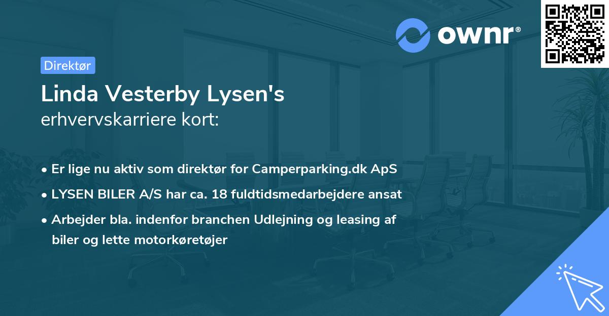 Linda Vesterby Lysen's erhvervskarriere kort