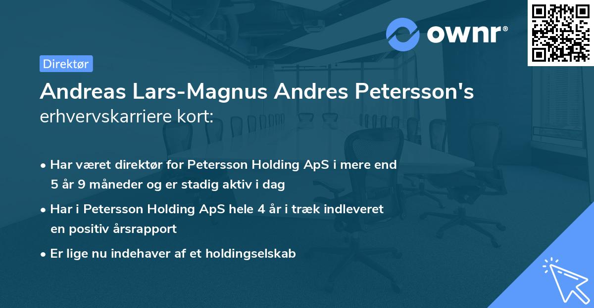 Andreas Lars-Magnus Andres Petersson's erhvervskarriere kort