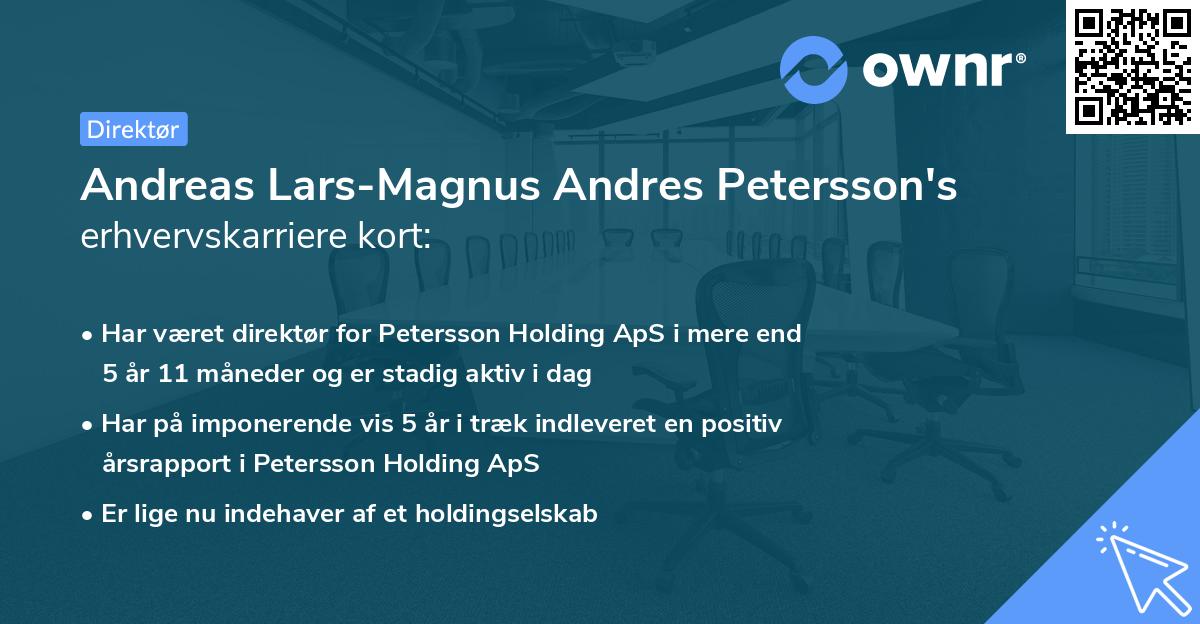 Andreas Lars-Magnus Andres Petersson's erhvervskarriere kort