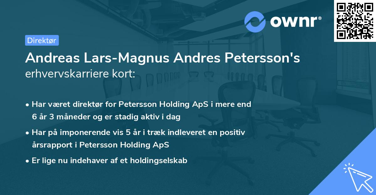 Andreas Lars-Magnus Andres Petersson's erhvervskarriere kort