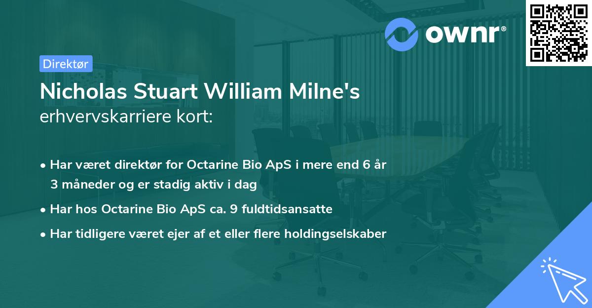 Nicholas Stuart William Milne's erhvervskarriere kort