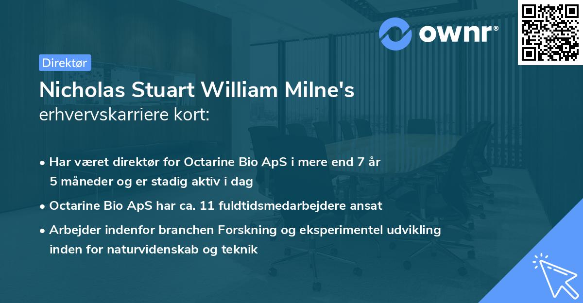 Nicholas Stuart William Milne's erhvervskarriere kort