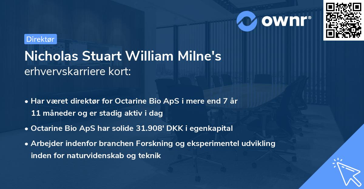 Nicholas Stuart William Milne's erhvervskarriere kort