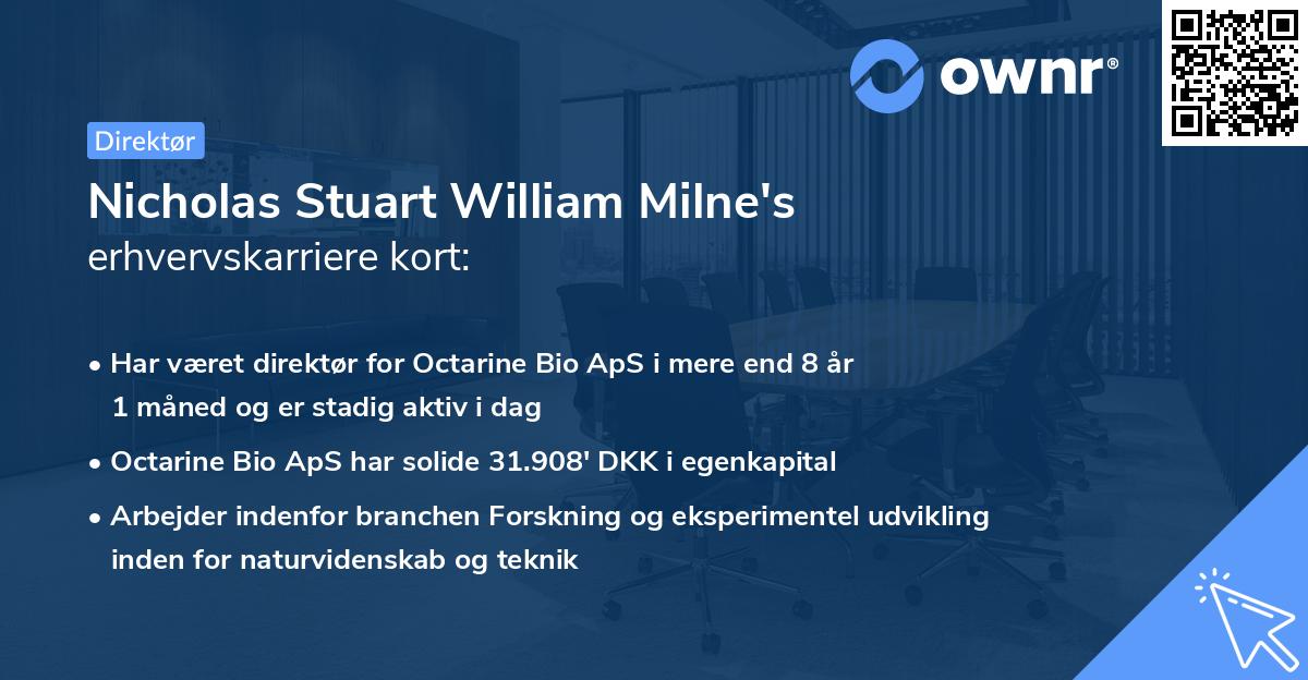 Nicholas Stuart William Milne's erhvervskarriere kort