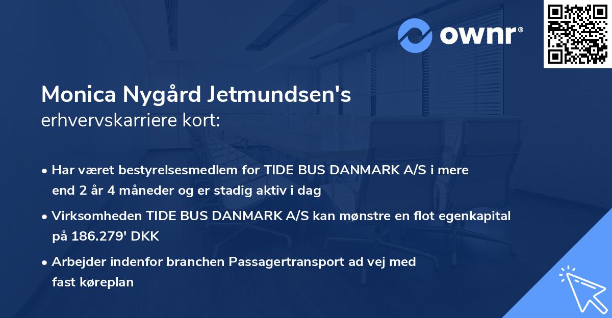Monica Nygård Jetmundsen's erhvervskarriere kort