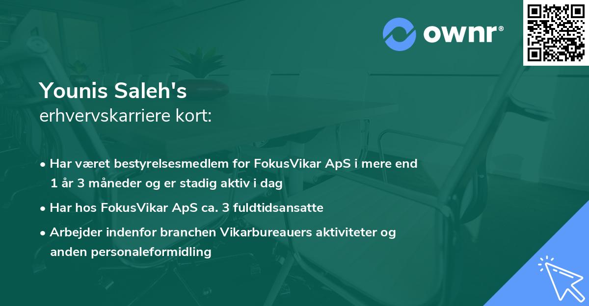 Younis Saleh's erhvervskarriere kort