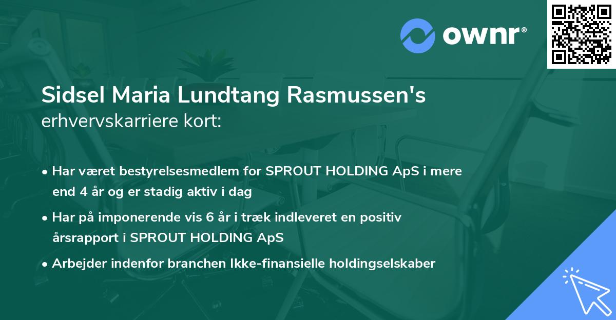 Sidsel Maria Lundtang Rasmussen's erhvervskarriere kort