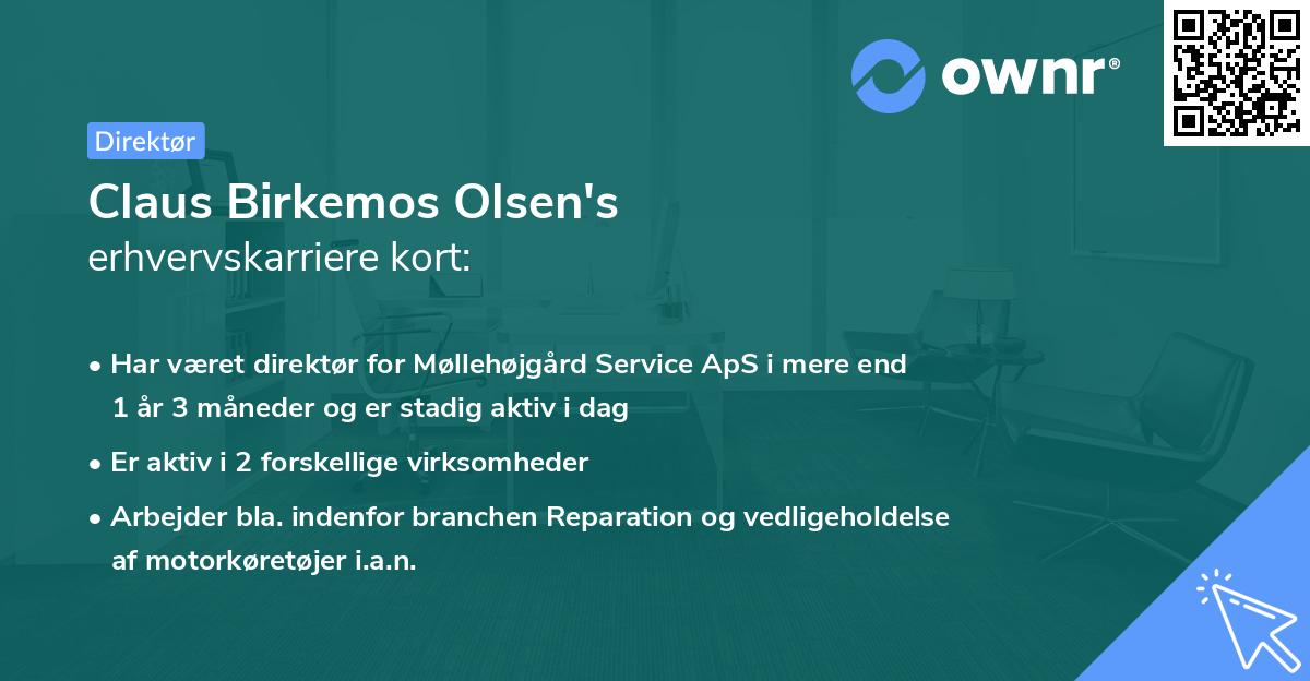 Claus Birkemos Olsen's erhvervskarriere kort