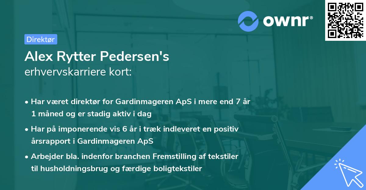 Alex Rytter Pedersen's erhvervskarriere kort