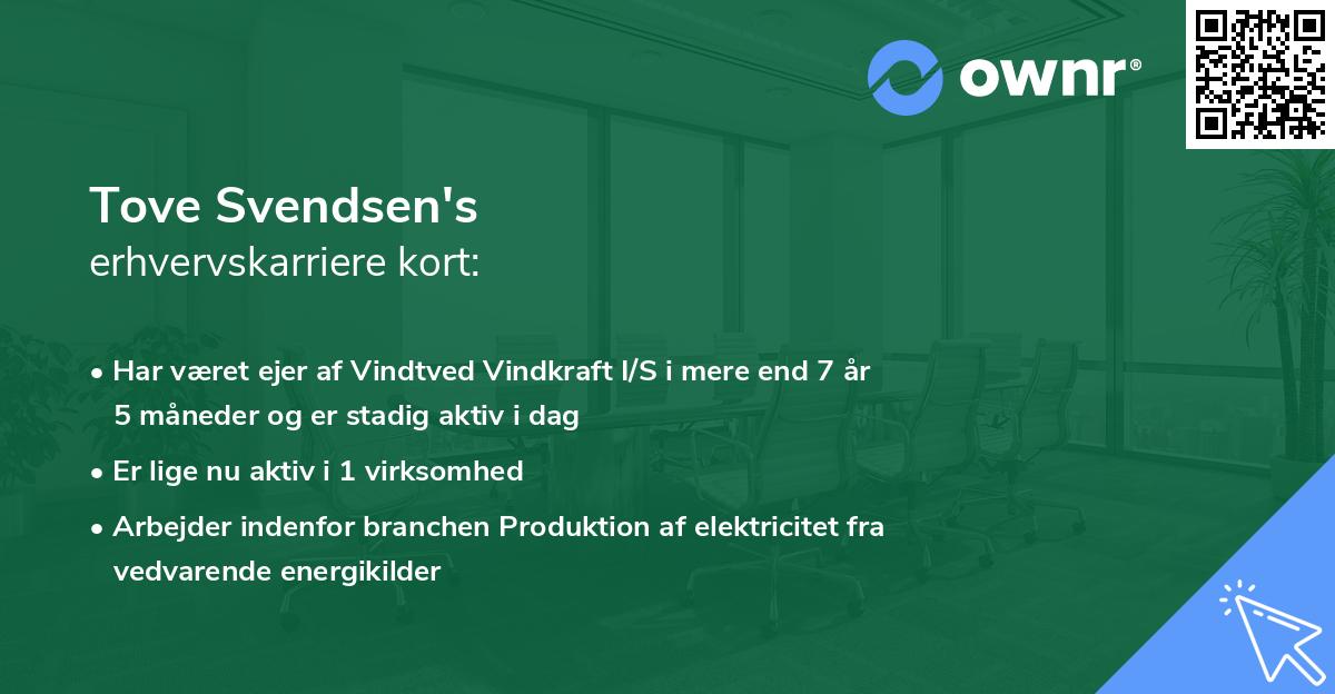 Tove Svendsen's erhvervskarriere kort