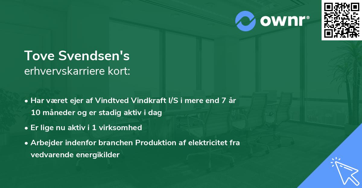 Tove Svendsen's erhvervskarriere kort
