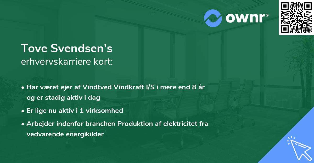 Tove Svendsen's erhvervskarriere kort