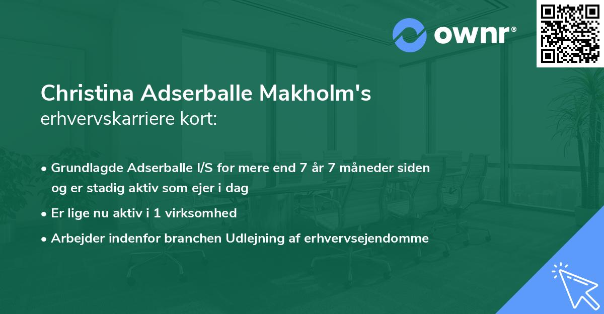 Christina Adserballe Makholm's erhvervskarriere kort