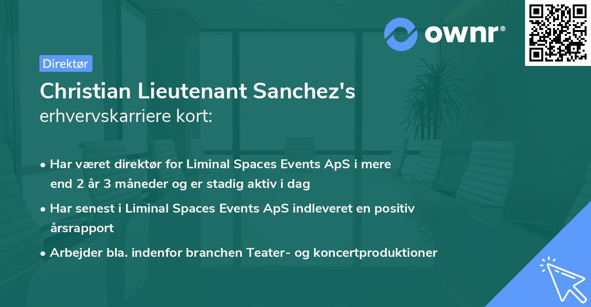 Christian Lieutenant Sanchez's erhvervskarriere kort