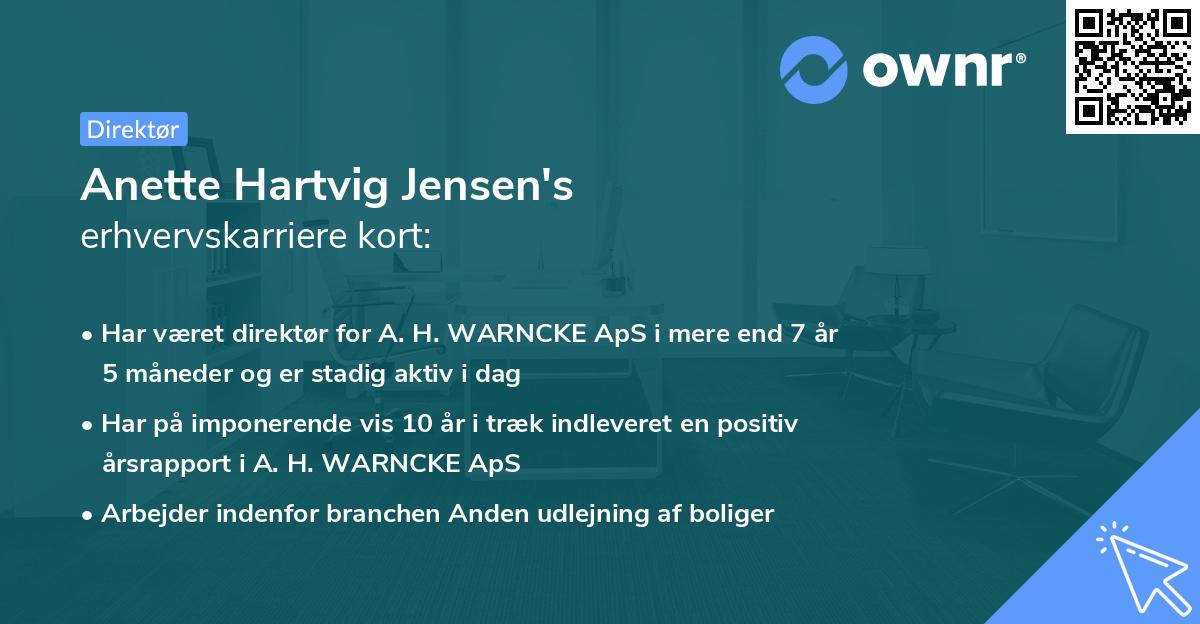 Anette Hartvig Jensen's erhvervskarriere kort