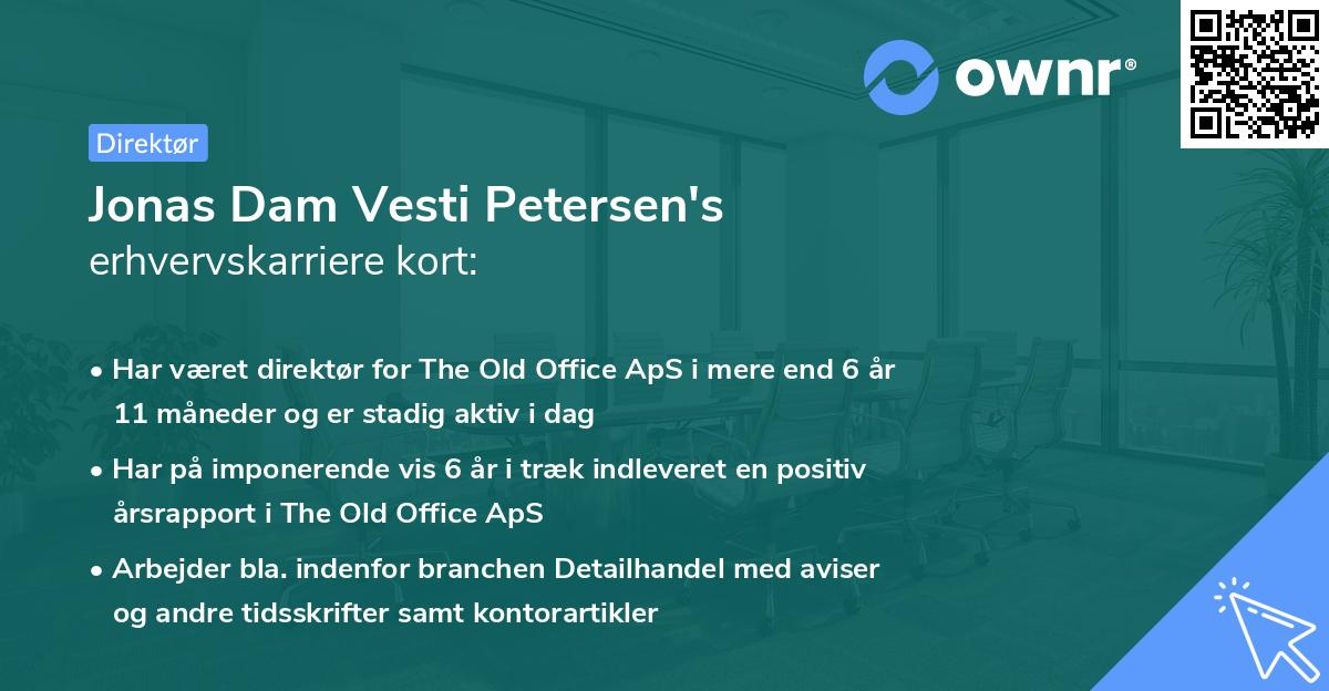 Jonas Dam Vesti Petersen's erhvervskarriere kort